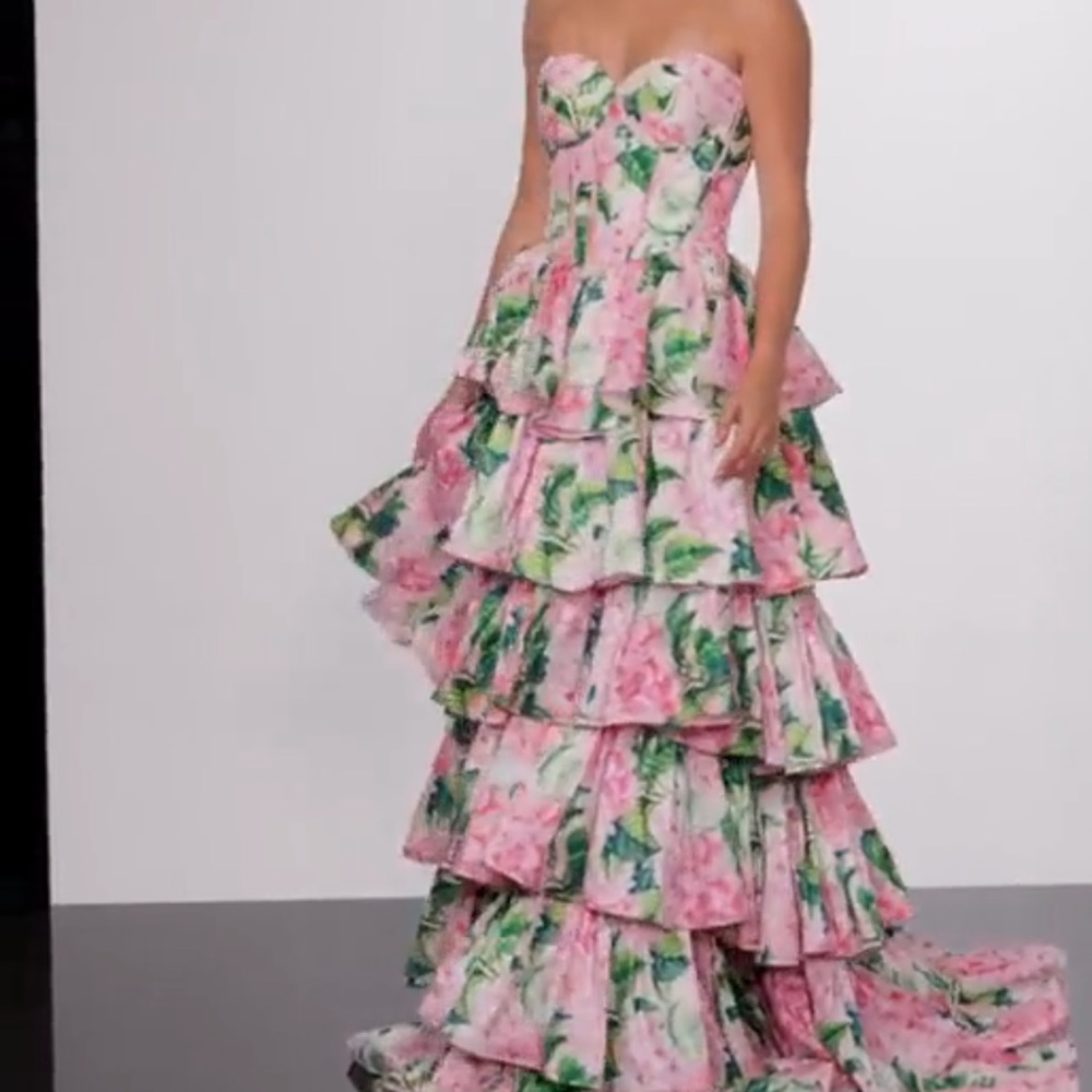Jovani Floral Tiered Maxi Dress - Picture 6 of 8